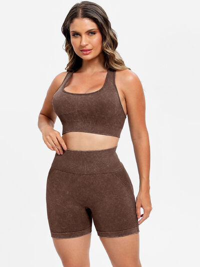 Scoop Neck Wide Strap Top and Shorts Active Set - FitFemme.Shop