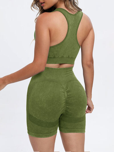 Scoop Neck Wide Strap Top and Shorts Active Set - FitFemme.Shop