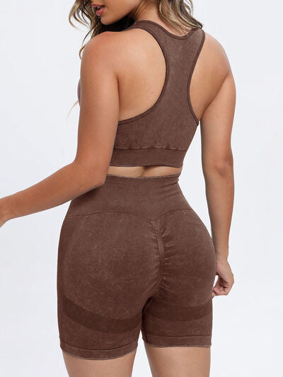 Scoop Neck Wide Strap Top and Shorts Active Set - FitFemme.Shop