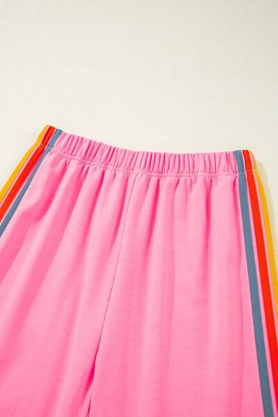 Contrast Striped Elastic Waist Active Pants - FitFemme.Shop