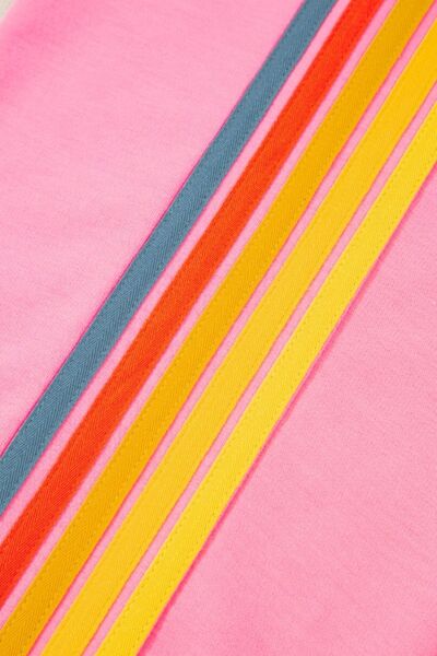 Contrast Striped Elastic Waist Active Pants - FitFemme.Shop