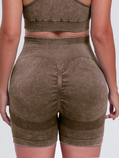 Washed High Waist Active Shorts - FitFemme.Shop