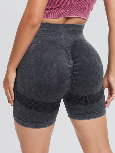 Washed High Waist Active Shorts - FitFemme.Shop