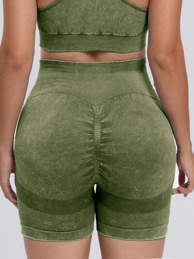 Washed High Waist Active Shorts - FitFemme.Shop