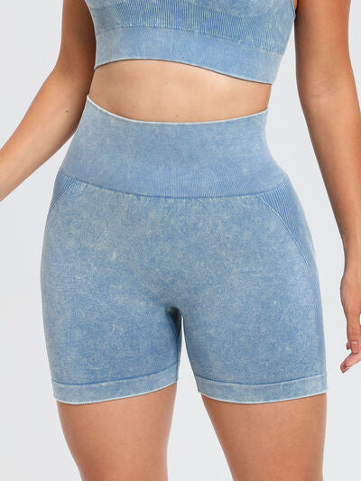 Washed High Waist Active Shorts - FitFemme.Shop