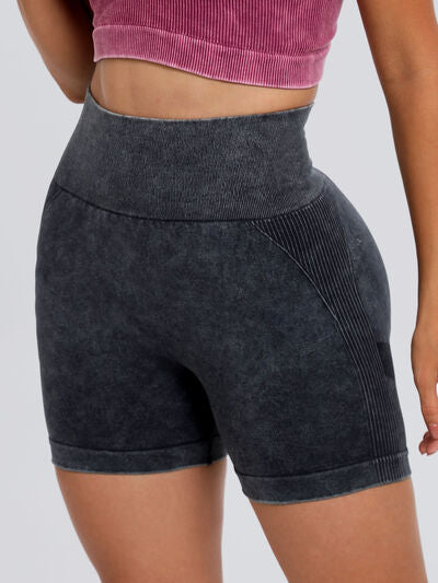 Washed High Waist Active Shorts - FitFemme.Shop