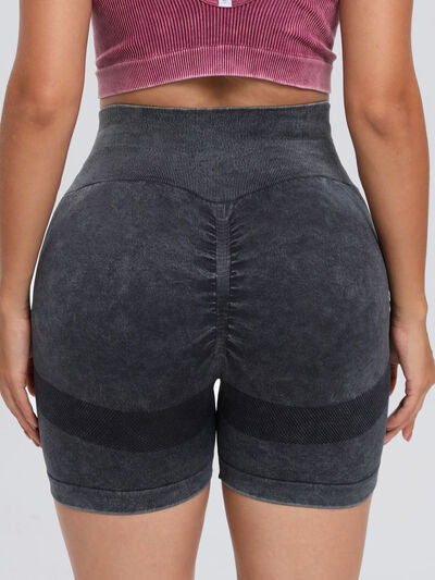 Washed High Waist Active Shorts - FitFemme.Shop