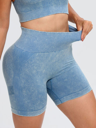 Washed High Waist Active Shorts - FitFemme.Shop