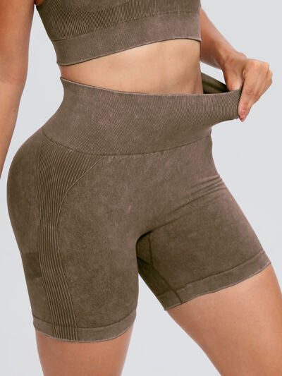 Washed High Waist Active Shorts - FitFemme.Shop
