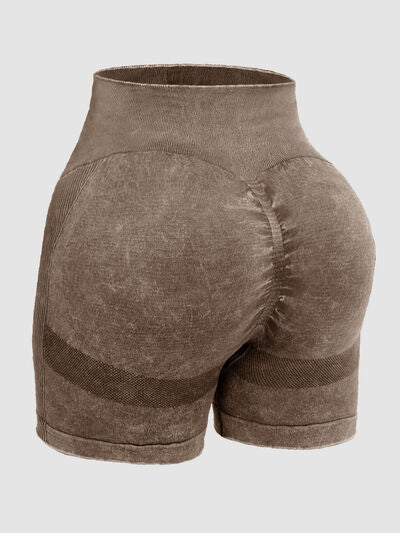 Washed High Waist Active Shorts - FitFemme.Shop
