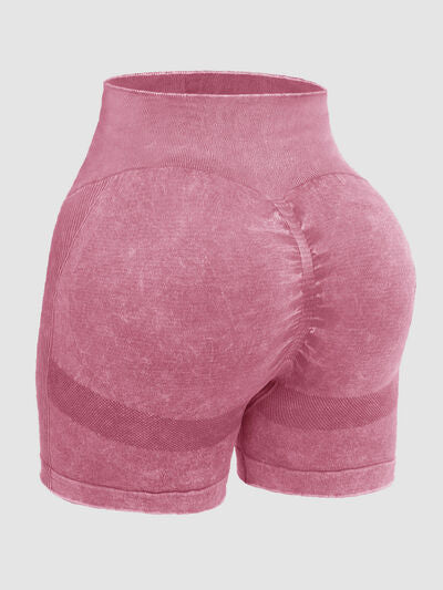 Washed High Waist Active Shorts - FitFemme.Shop