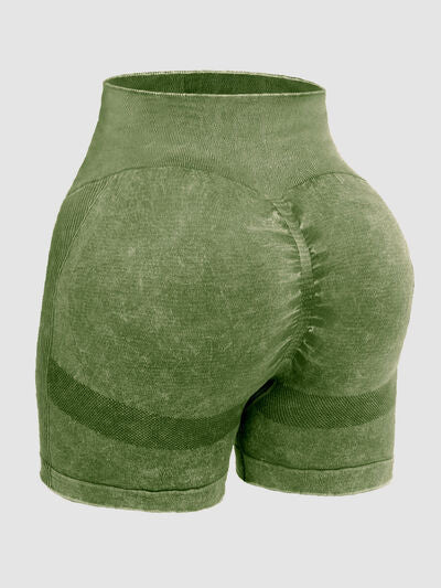 Washed High Waist Active Shorts - FitFemme.Shop