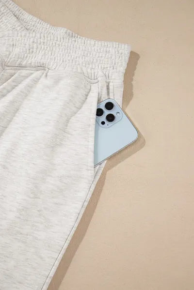 Elastic Waist Active Pants with Pockets - FitFemme.Shop