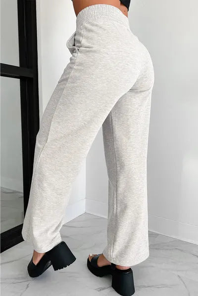 Elastic Waist Active Pants with Pockets - FitFemme.Shop