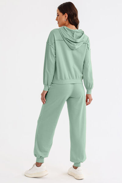 Cutout Drawstring Hoodie and Joggers Active Set - FitFemme.Shop