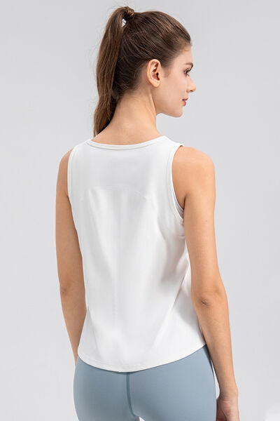 Wide Strap Round Neck Active Tank - FitFemme.Shop