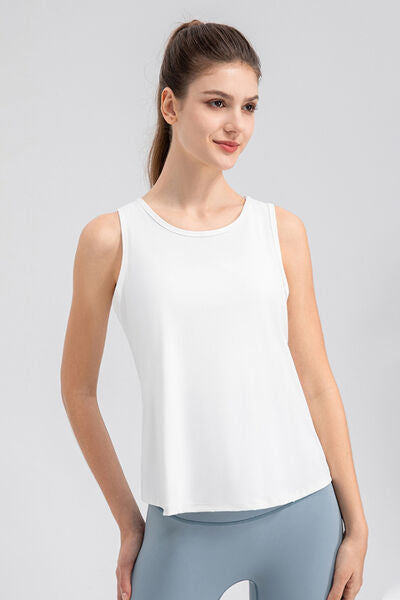 Wide Strap Round Neck Active Tank - FitFemme.Shop