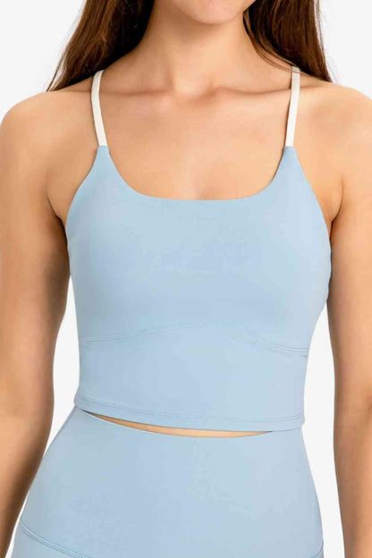 Millennia Crisscross Back Scoop Neck Sports Cami - FitFemme.Shop