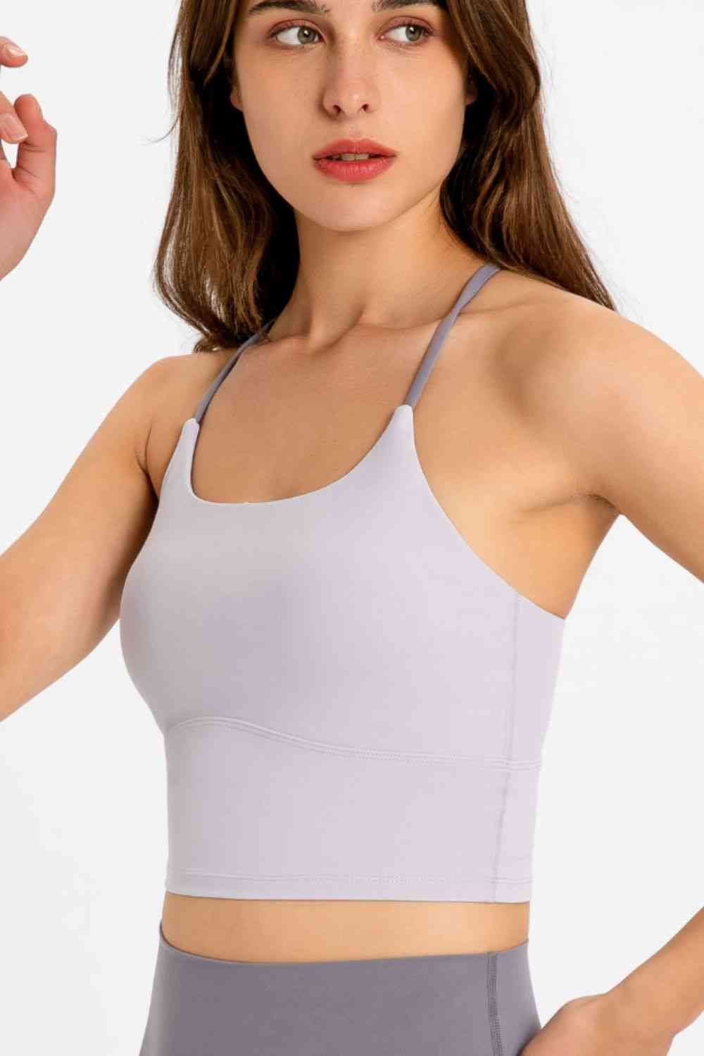 Millennia Crisscross Back Scoop Neck Sports Cami - FitFemme.Shop