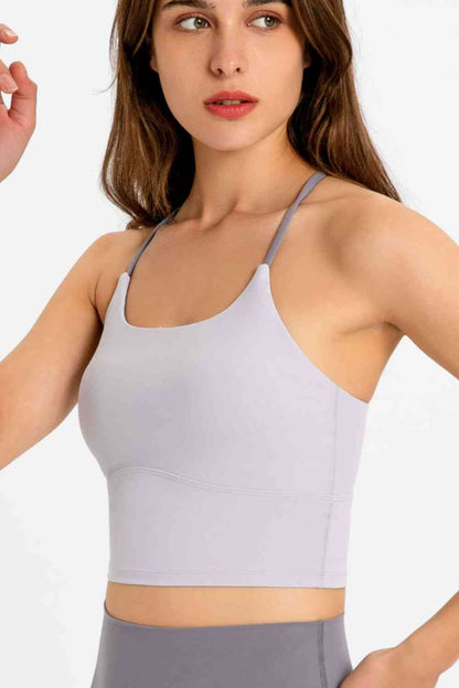 Millennia Crisscross Back Scoop Neck Sports Cami - FitFemme.Shop