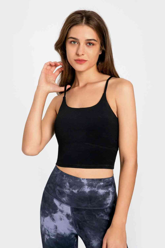 Millennia Crisscross Back Scoop Neck Sports Cami - FitFemme.Shop