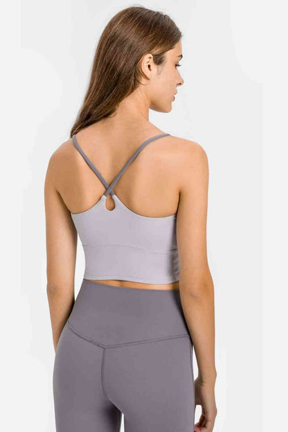 Millennia Crisscross Back Scoop Neck Sports Cami - FitFemme.Shop