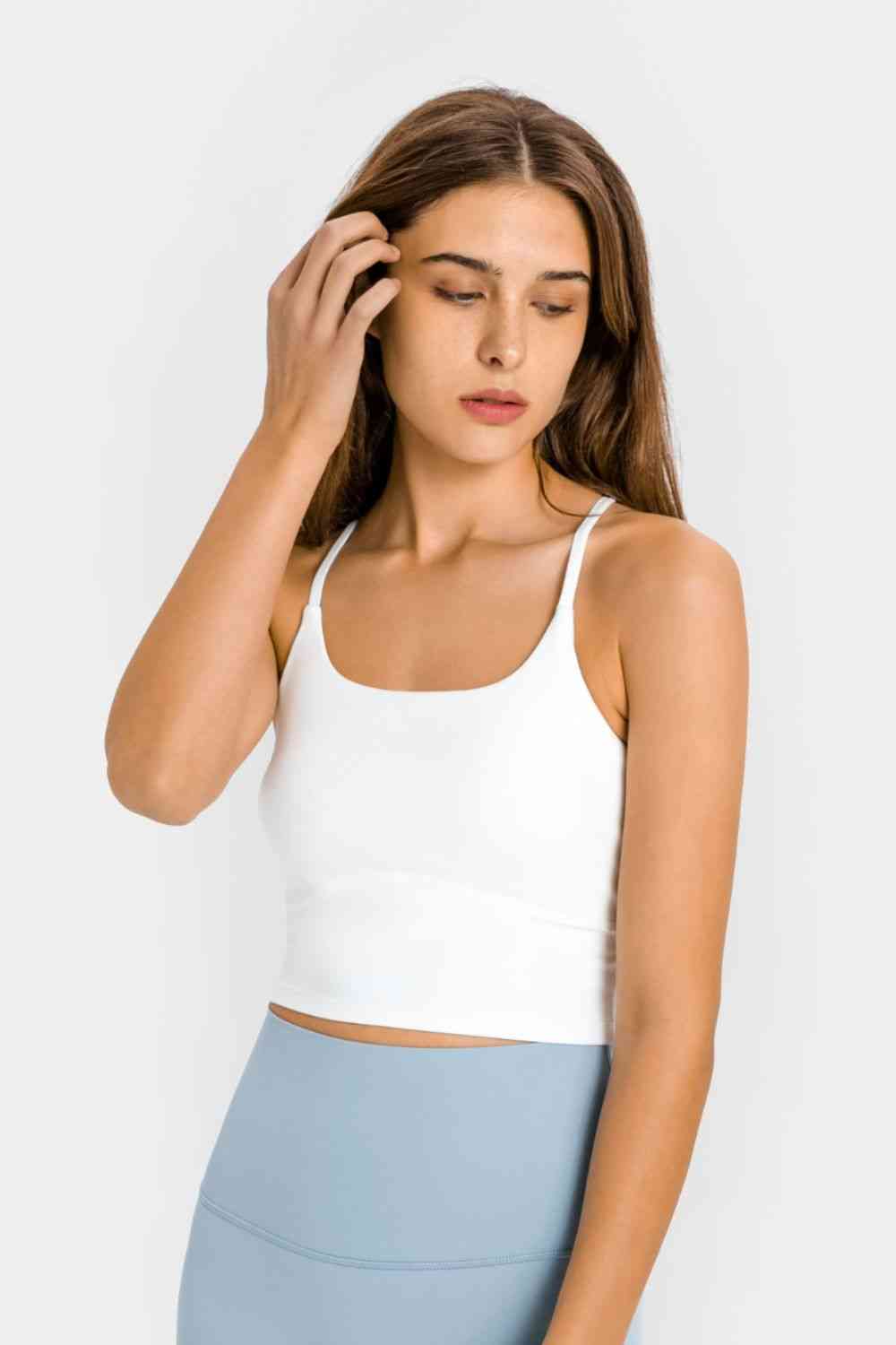 Millennia Crisscross Back Scoop Neck Sports Cami - FitFemme.Shop