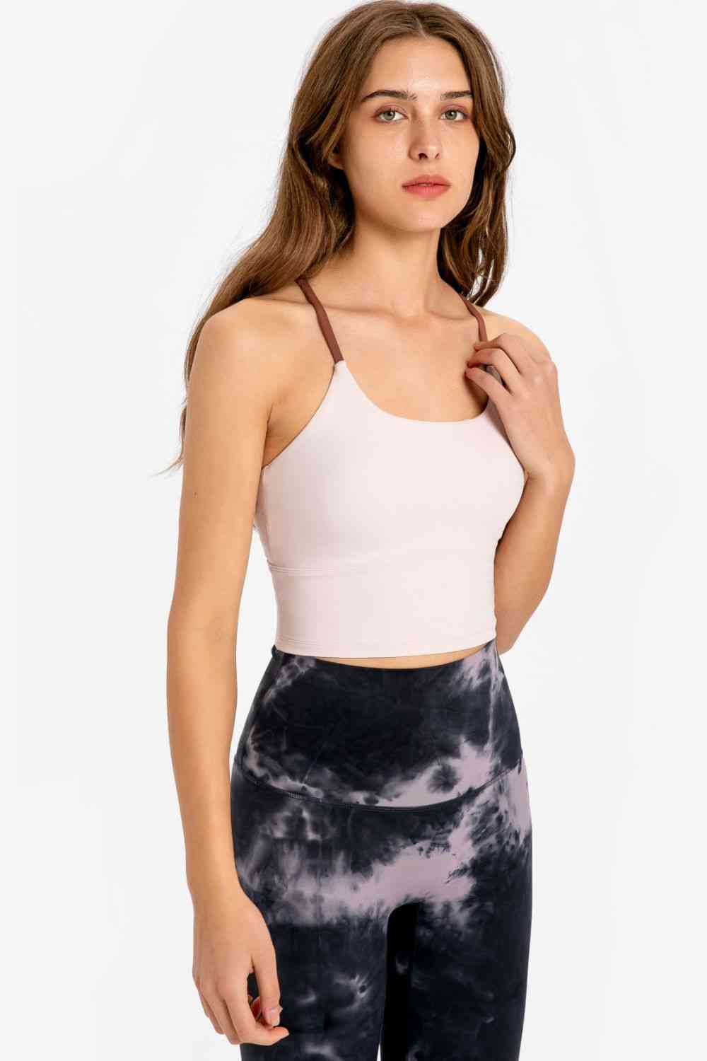 Millennia Crisscross Back Scoop Neck Sports Cami - FitFemme.Shop
