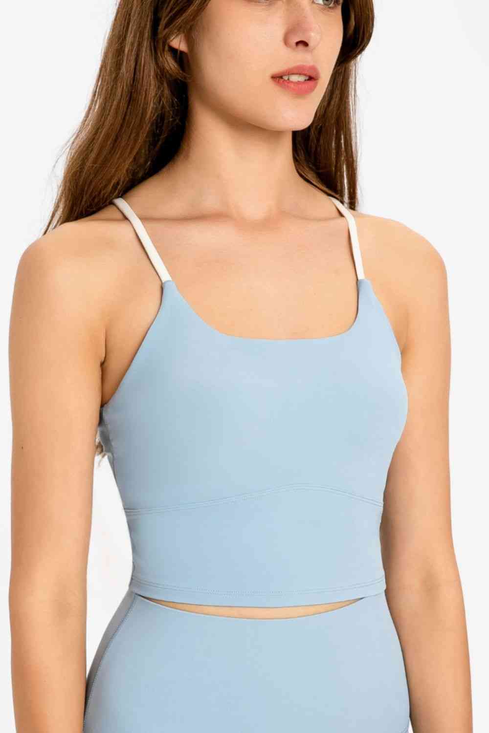 Millennia Crisscross Back Scoop Neck Sports Cami - FitFemme.Shop
