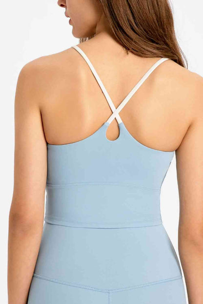 Millennia Crisscross Back Scoop Neck Sports Cami - FitFemme.Shop