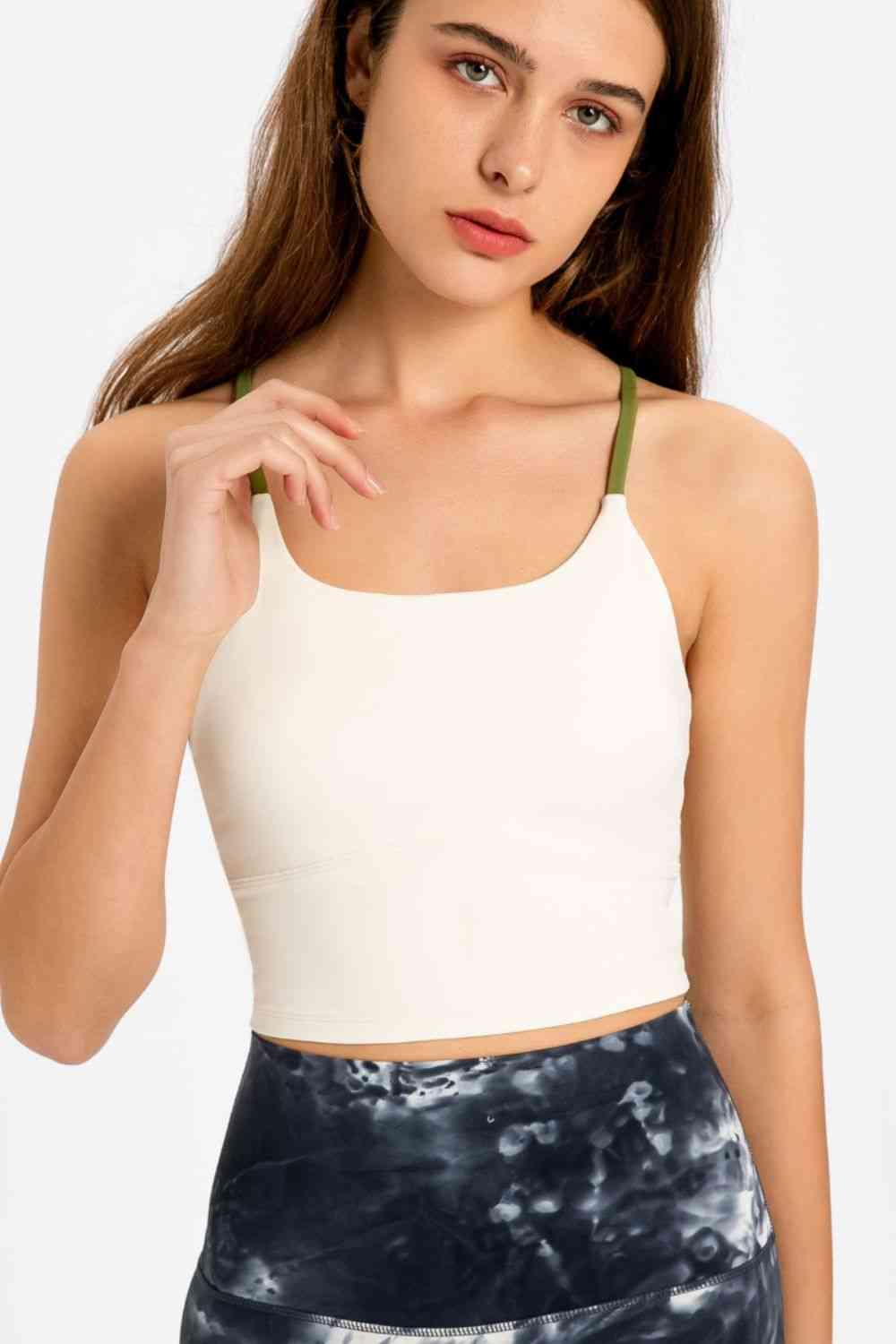 Millennia Crisscross Back Scoop Neck Sports Cami - FitFemme.Shop