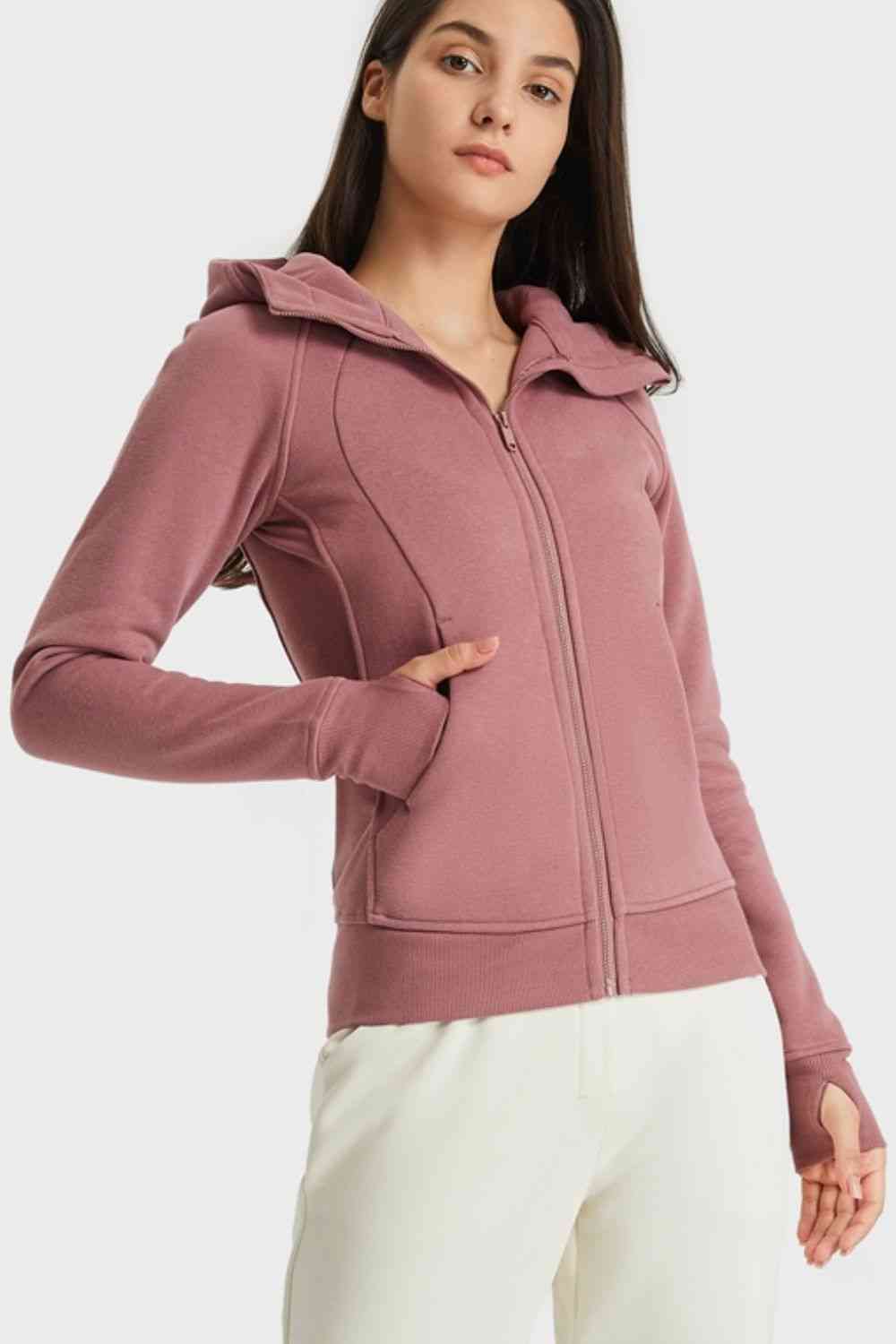Millennia Zip Up Seam Detail Hooded Sports Jacket - FitFemme.Shop