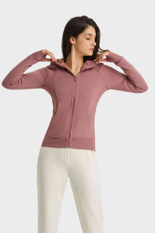 Millennia Zip Up Seam Detail Hooded Sports Jacket - FitFemme.Shop