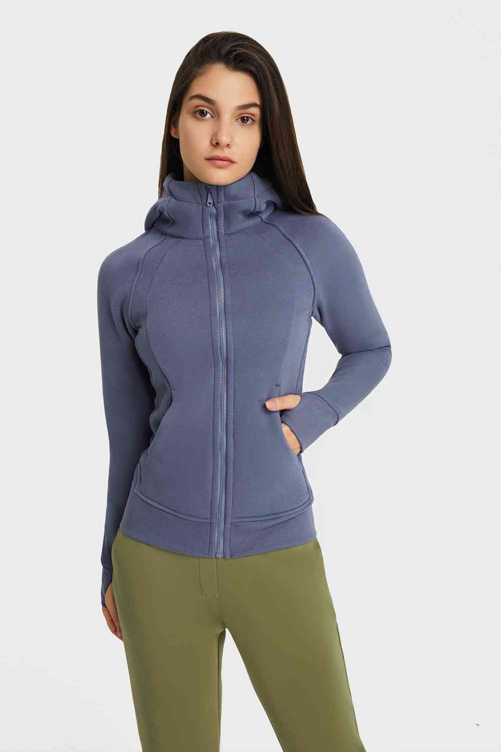 Millennia Zip Up Seam Detail Hooded Sports Jacket - FitFemme.Shop