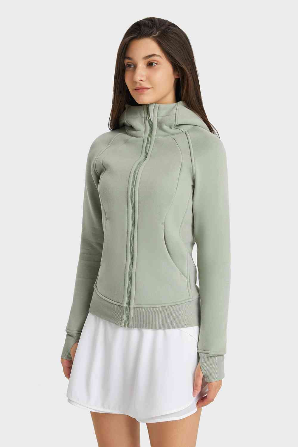 Millennia Zip Up Seam Detail Hooded Sports Jacket - FitFemme.Shop