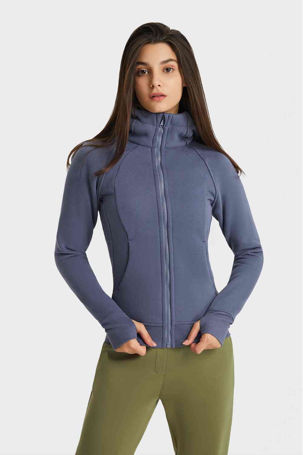 Millennia Zip Up Seam Detail Hooded Sports Jacket - FitFemme.Shop