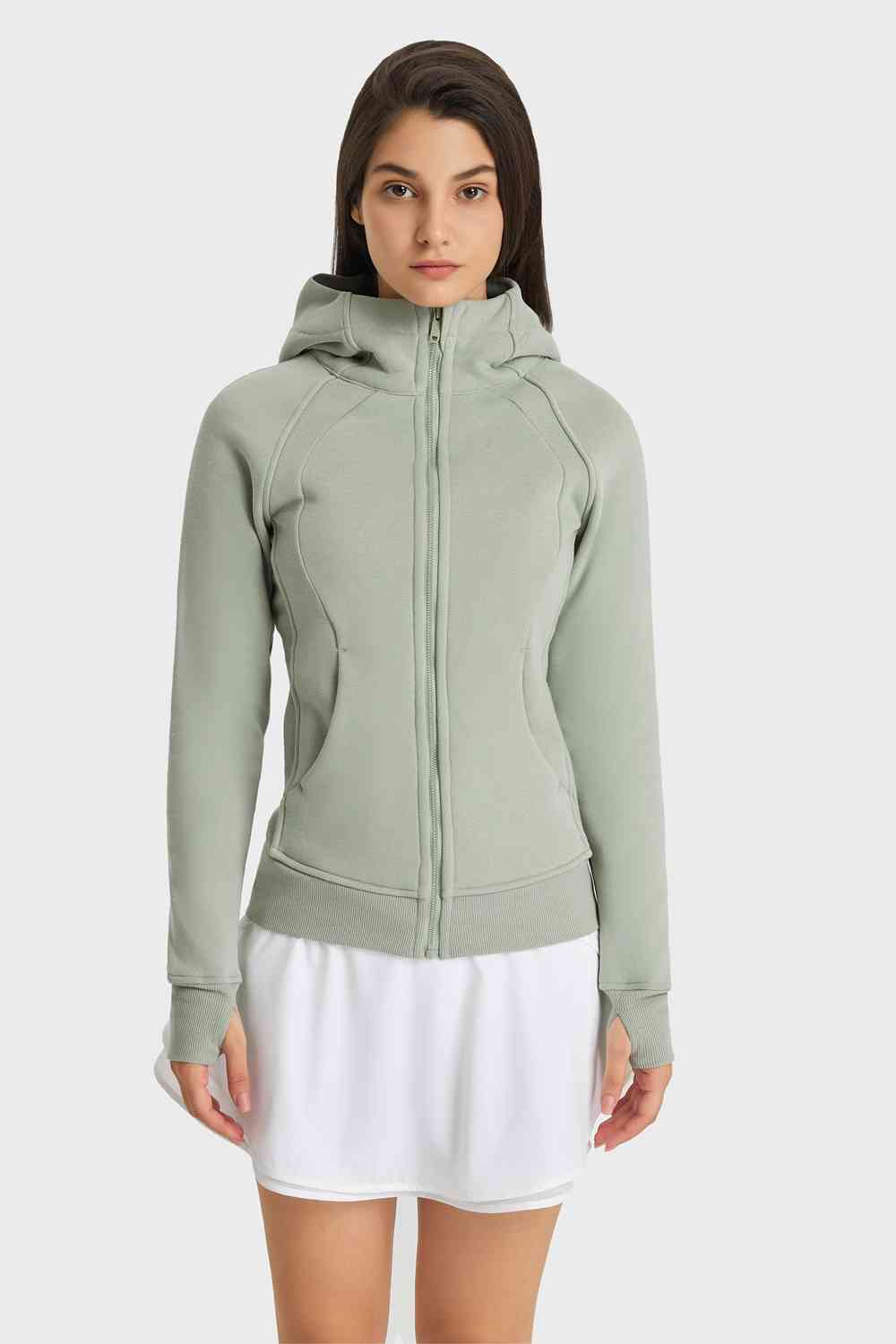 Millennia Zip Up Seam Detail Hooded Sports Jacket - FitFemme.Shop