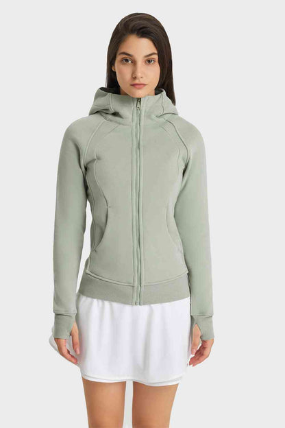 Millennia Zip Up Seam Detail Hooded Sports Jacket - FitFemme.Shop