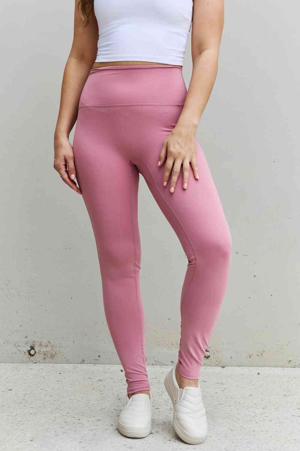 Zenana Fit For You Full Size High Waist Active Leggings in Light Rose - FitFemme.Shop