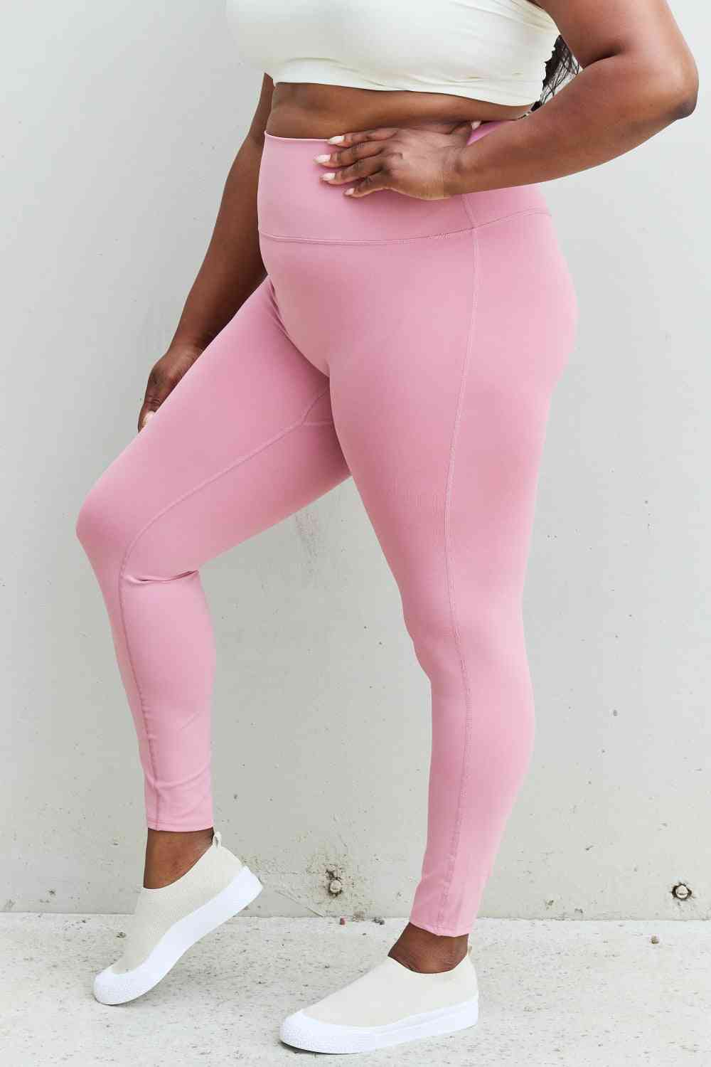 Zenana Fit For You Full Size High Waist Active Leggings in Light Rose - FitFemme.Shop