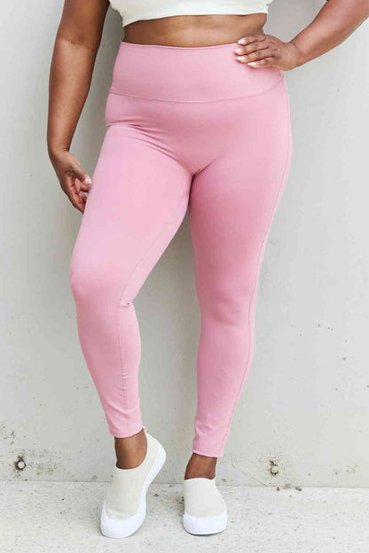 Zenana Fit For You Full Size High Waist Active Leggings in Light Rose - FitFemme.Shop