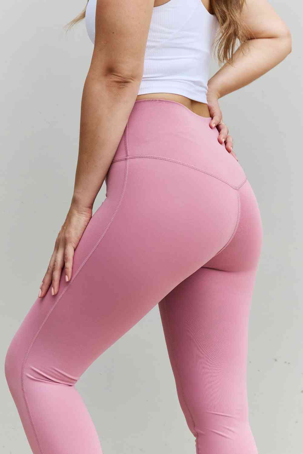 Zenana Fit For You Full Size High Waist Active Leggings in Light Rose - FitFemme.Shop