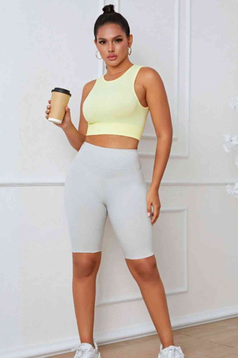 Round Neck Long Active Bra - FitFemme.Shop