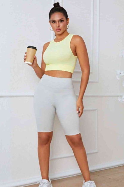 Round Neck Long Active Bra - FitFemme.Shop