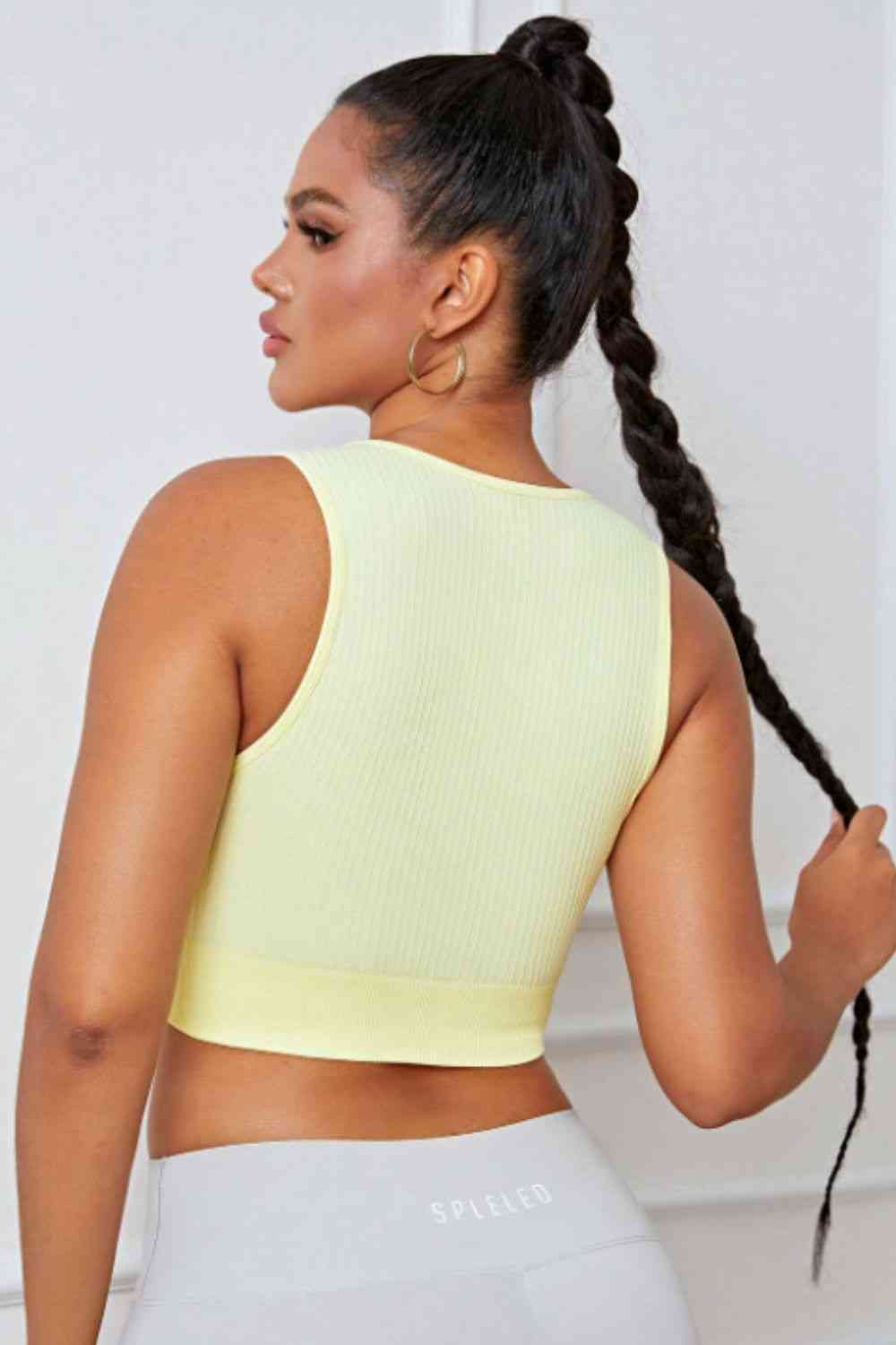 Round Neck Long Active Bra - FitFemme.Shop