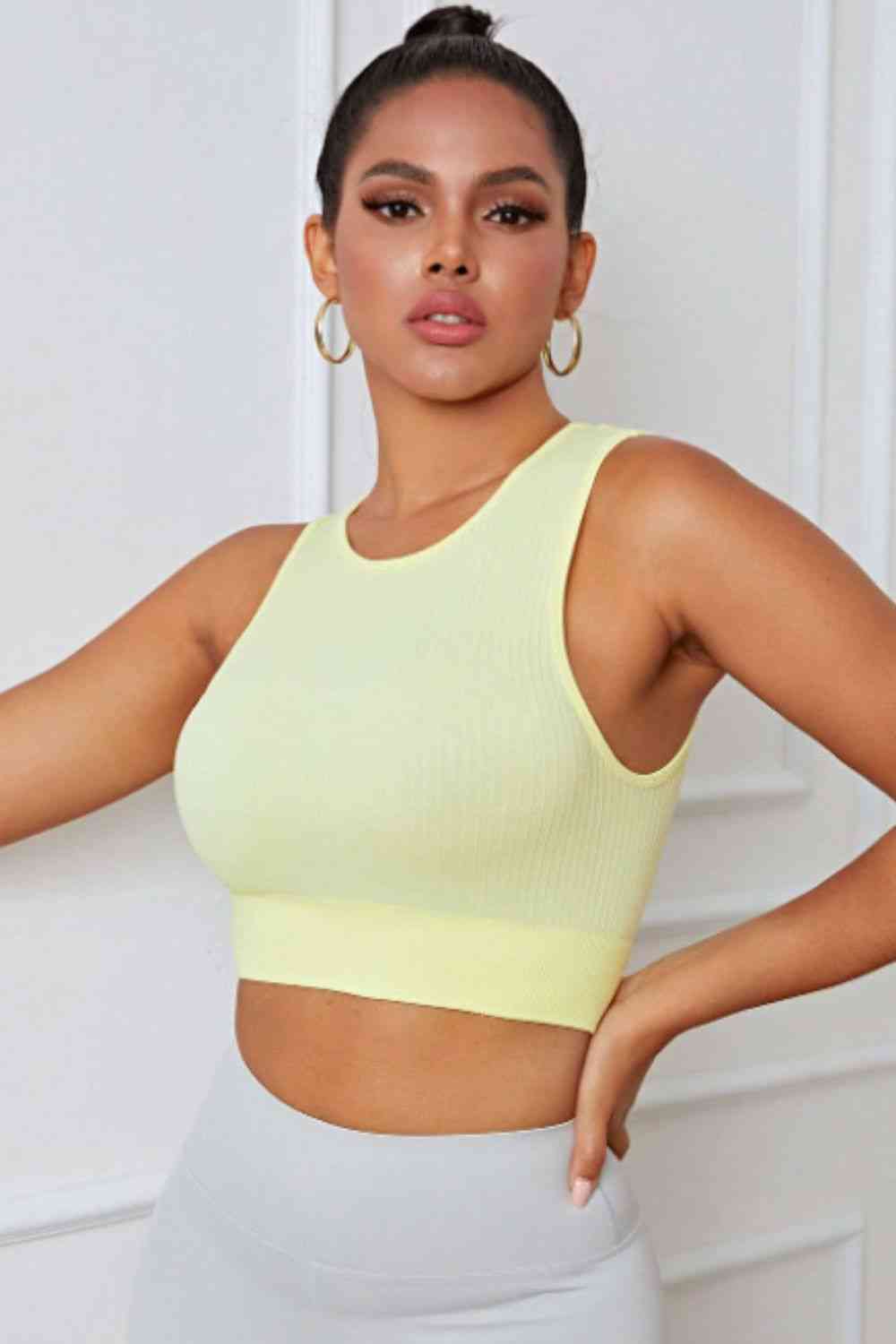 Round Neck Long Active Bra - FitFemme.Shop