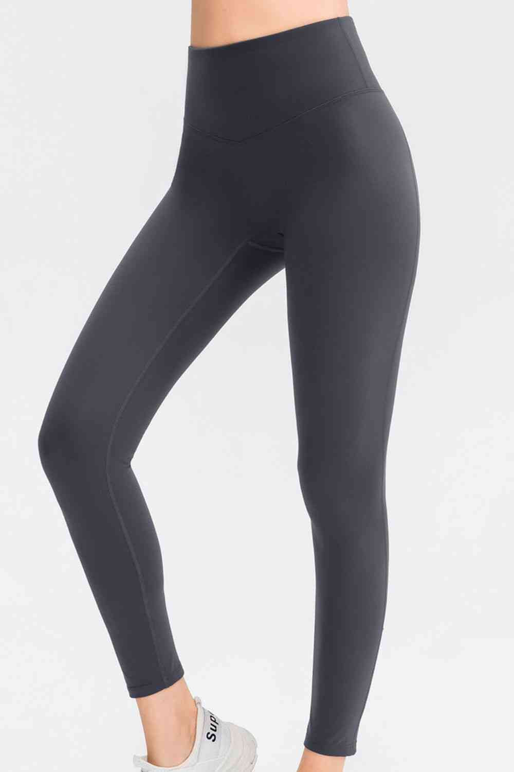 Wide Waistband Slim Fit Long Sports Pants - FitFemme.Shop