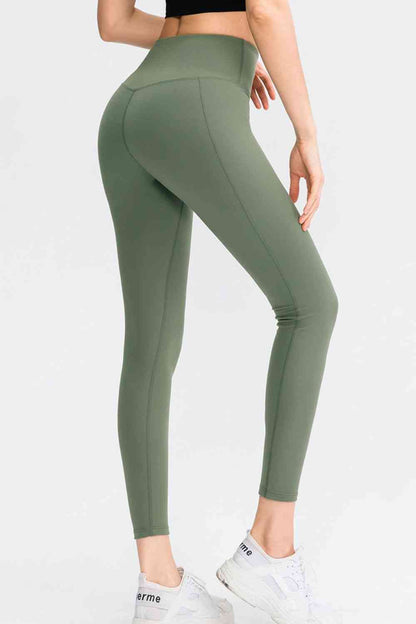 Wide Waistband Slim Fit Long Sports Pants - FitFemme.Shop