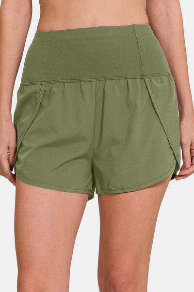 Zenana High-Waisted Zippered Back Pocket Active Shorts - FitFemme.Shop