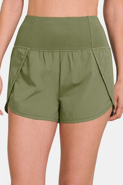 Zenana High-Waisted Zippered Back Pocket Active Shorts - FitFemme.Shop